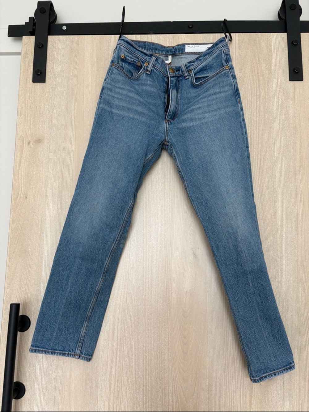 rag & bone Classic Straight-Leg Jeans in Medium Blue Wash